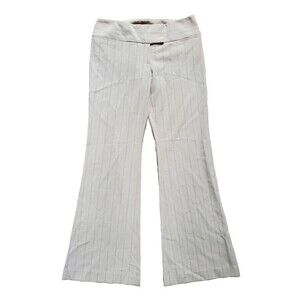 Express Pants Women 6 Design Studio Publicist Tan White Pin Stripe Y2K 2K Flared